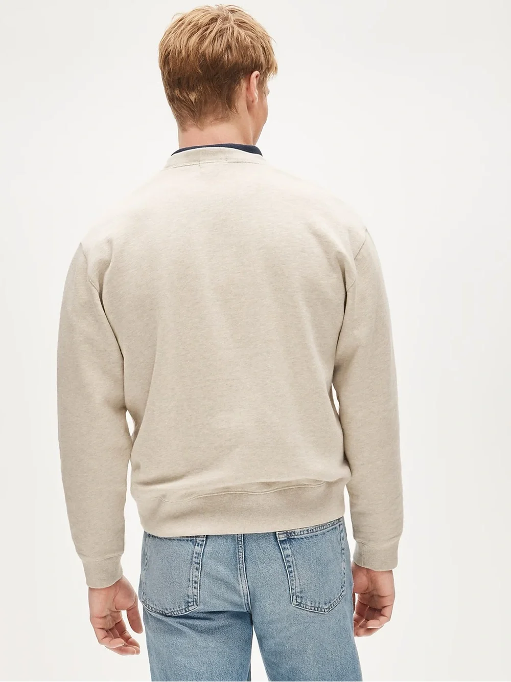 J. CREW '83 fleece sweatshirt with flag embroidery Heather Ecru Size M $98 CR210 - Picture 3 of 9